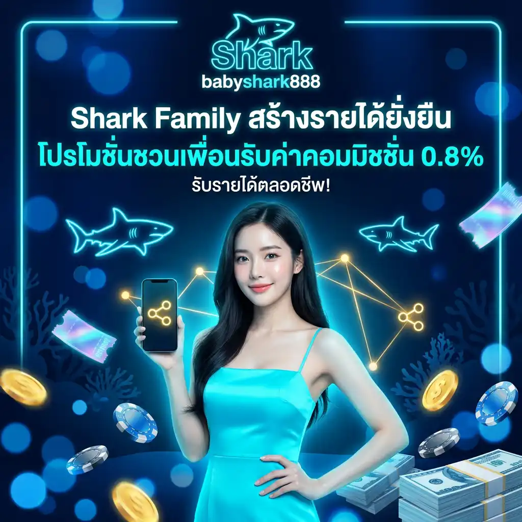 4: Shark Family สร้างรายได้ยั่งยืน โปรโมชั่น ชวนเพื่อนรับค่าคอมมิชชั่น 0.8%
